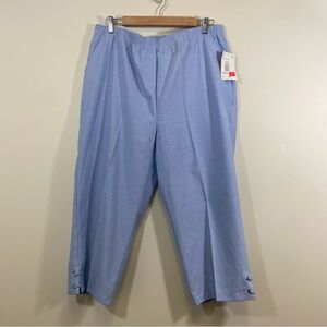 Southern Lady Cotton Blend Sky Blue Cropped Elastic Waist Trousers